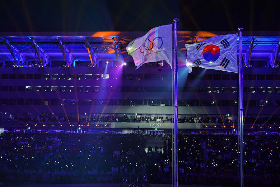 平昌五輪開会式ではハプニング続出（写真：松尾/アフロスポーツ)