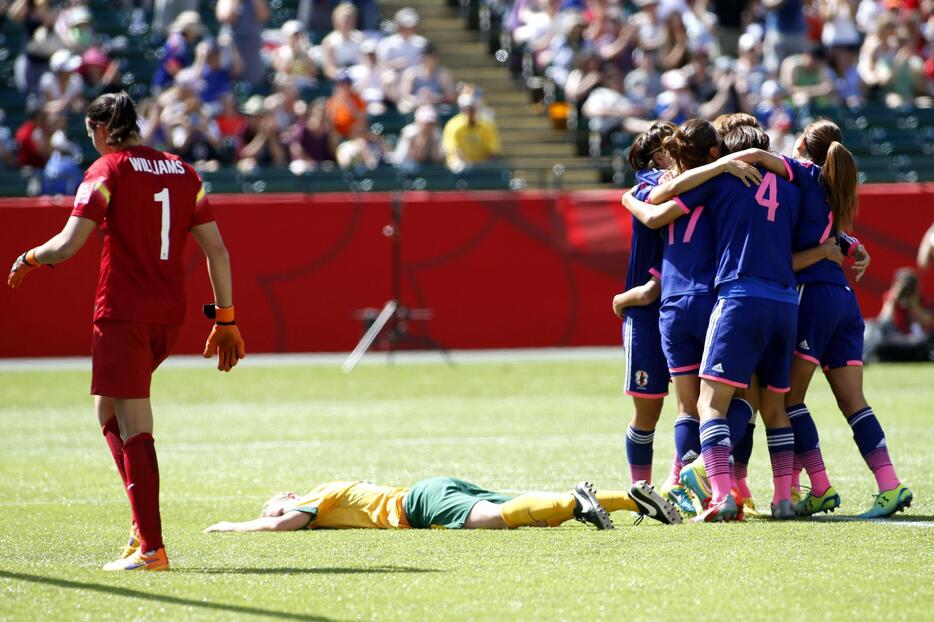 1-0でオーストラリアを撃破し、4強進出を決めたなでしこジャパン。準決勝ではイングランドと対戦する＝2015年6月27日（写真：USA TODAY Sports/アフロ）