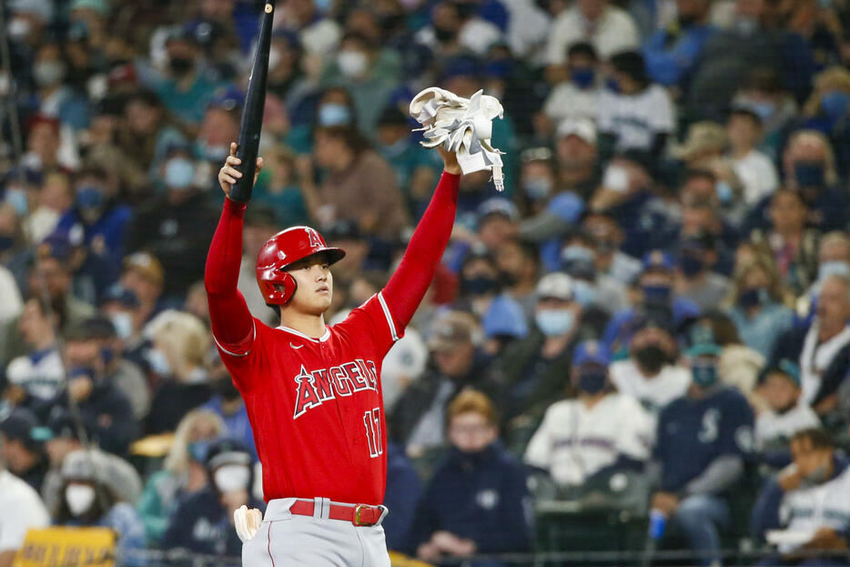 大谷翔平は今季最終戦を46号＆100打点で締めたが本塁打王には届かなかった（写真：USA TODAY Sports/ロイター/アフロ）