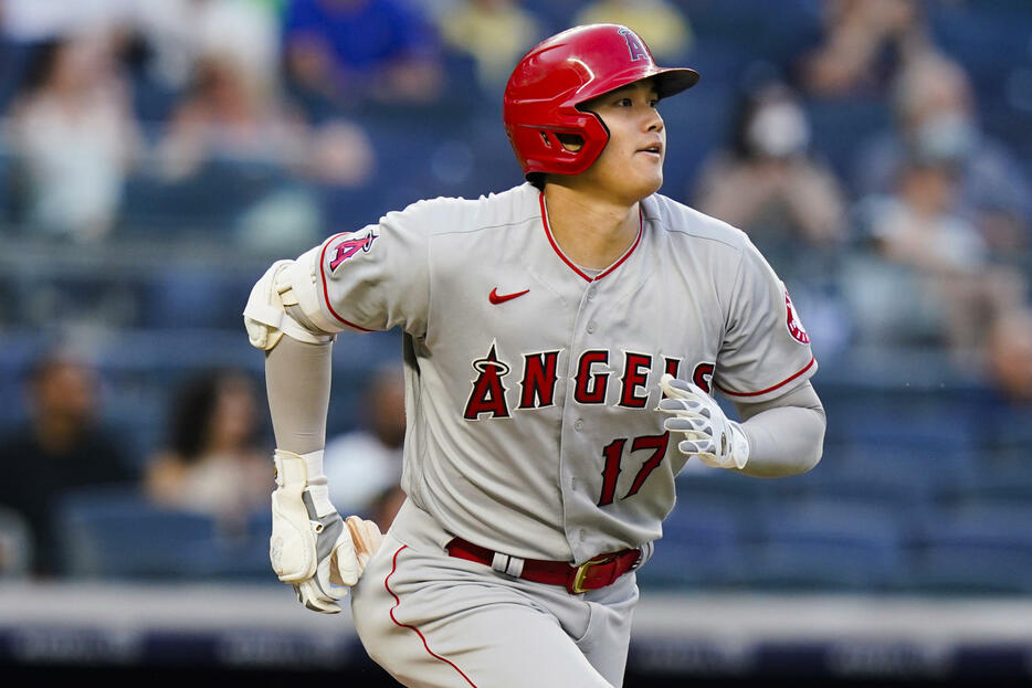 大谷翔平がヤンキース戦で27号ソロ＆28号2ランと爆発した。MLB公式サイトによると57本ペースだという（写真・AP/アフロ）