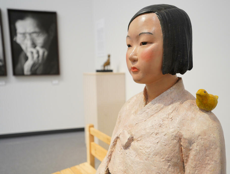 2019年のあいちトリエンナーレに出品され、今回再び名古屋で展示される予定の「平和の少女像」（2019年10月14日、筆者撮影）