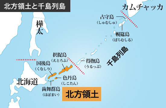 [地図]北海道と北方領土の位置関係