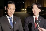 懇談後に取材に応じていた山本大地氏と大空氏（右）