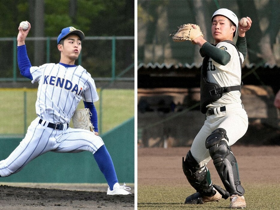 報徳学園の堀柊那選手（右）と健大高崎の小玉湧斗選手