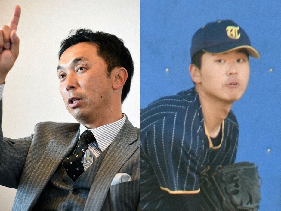 元ヤクルトの宮本慎也さん（左）と長男で東海大菅生投手の恭佑さん