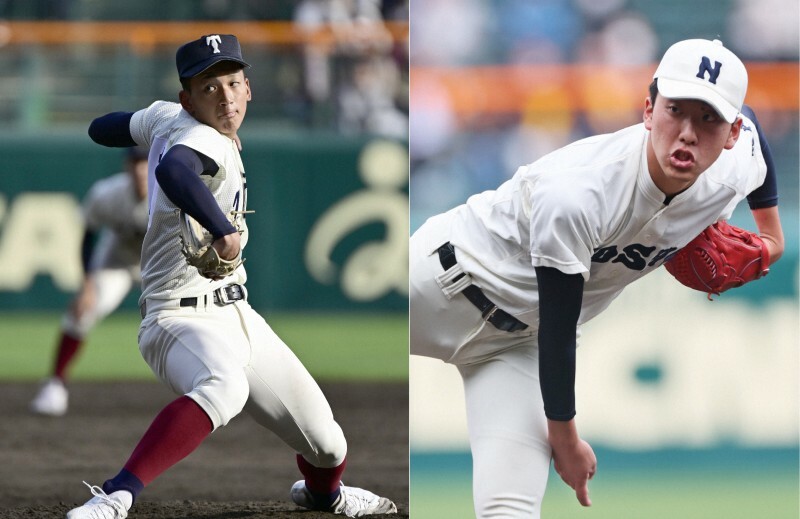 大阪桐蔭の前田悠伍（左）と能代松陽の森岡大智