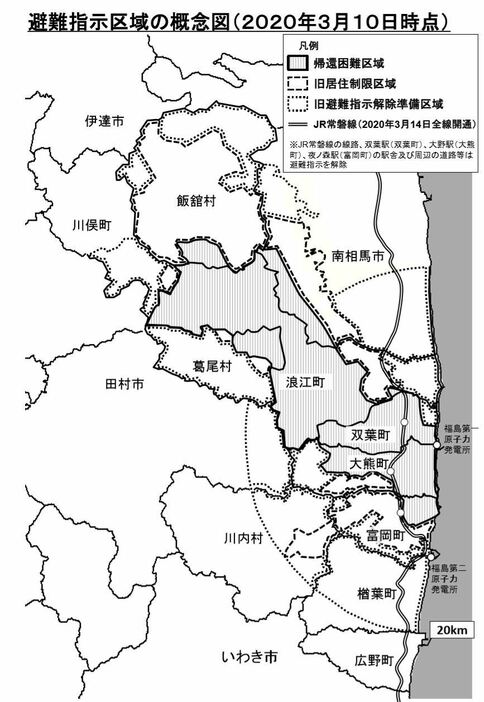 [画像]福島県内の避難指示区域の概念図（ふくしま復興ステーションのサイトより）