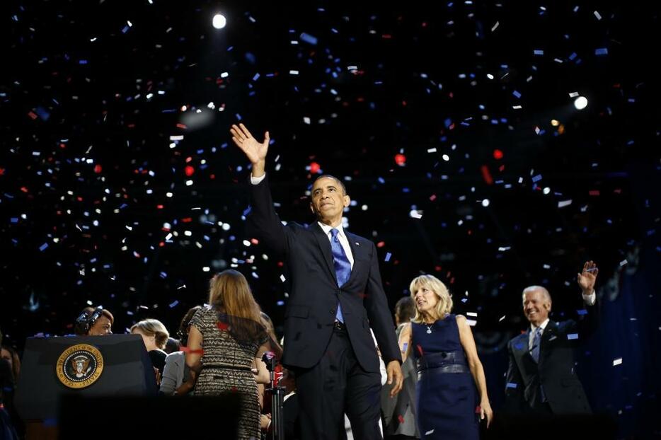 [写真]2012年大統領選再選を果たしたオバマ大統領（ロイター/アフロ）