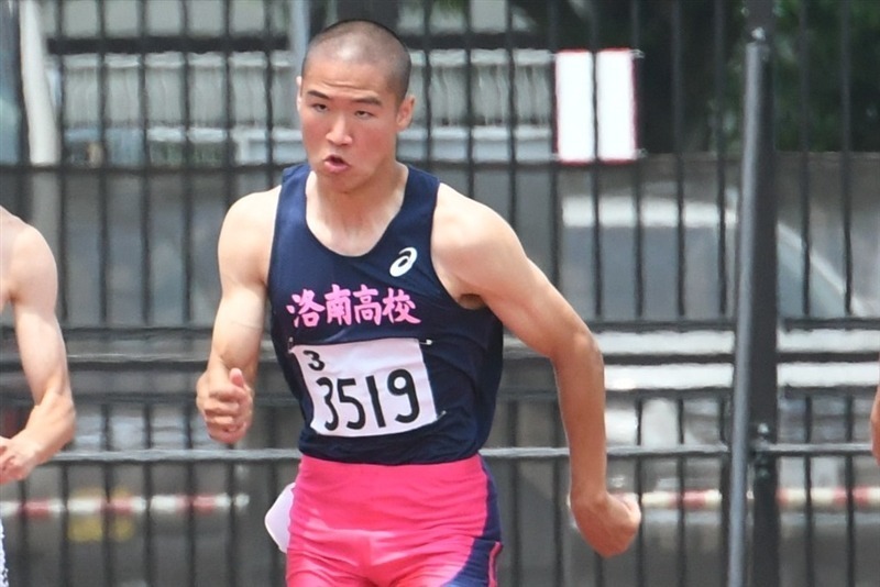 男子100mで10秒34をマークした安川飛翔（写真は6月のインターハイ京都府大会）