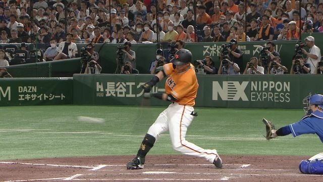 タイムリーを放った吉川尚輝選手(画像：日テレジータス)