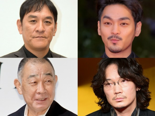 （左上から時計回りで）ピエール瀧、柳楽優弥、綾野剛、でんでん