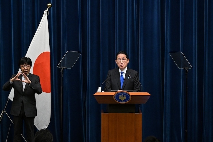 自民党総裁選への不出馬を表明した岸田首相　PHILIP FONGーPoolーREUTERS