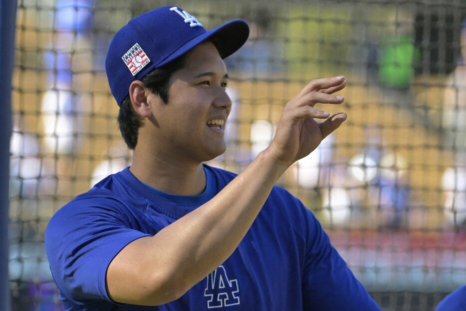 練習中も笑顔が絶えない大谷翔平（ロイター＝USA　TODAY　Sports）