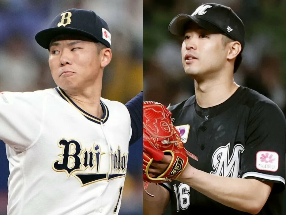 オリックス・曽谷龍平、ロッテ・種市篤暉 (C)Kyodo News