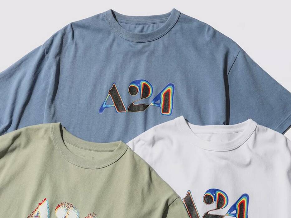 A24のアイコニックなロゴをベースにした2型のグラフィックTシャツが登場。