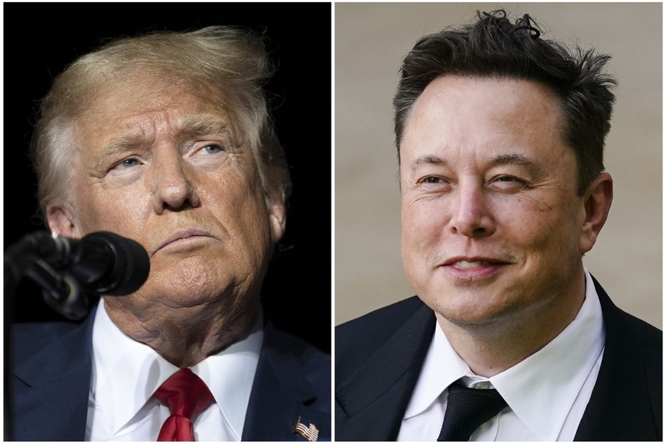 トランプ氏（左）はイーロン・マスク氏の支援を受け、EVへの姿勢が変わるのか（AP/アフロ）