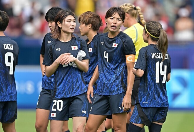 準々決勝でアメリカに屈したなでしこジャパン。写真：金子拓弥 (サッカーダイジェスト写真部／JMPA代表撮影)