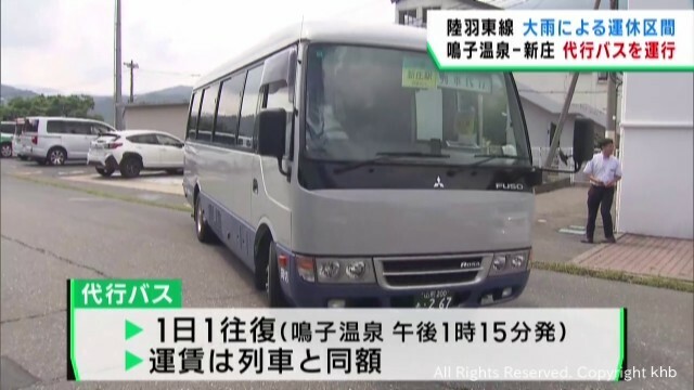 陸羽東線運休区間　代行バス運行