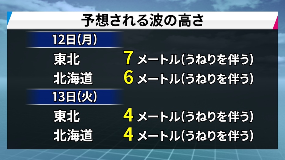 予想される波の高さ