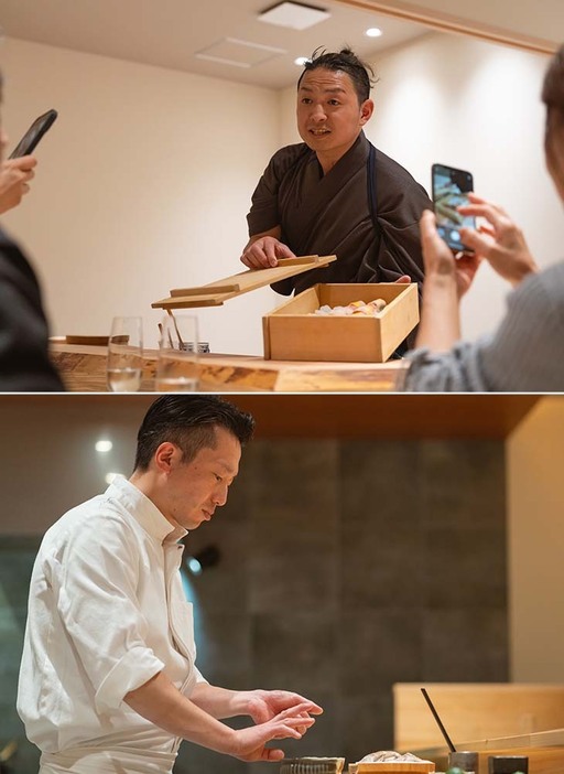 上：「Japanese Restaurant GEJO」の下條貴大氏、下：名店『成希』の滝本成希氏