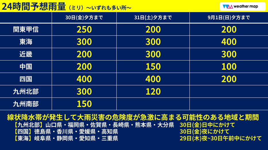 24時間予想雨量