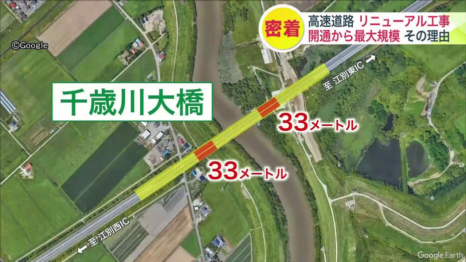 工事は道央自動車道の千歳川大橋で行われた