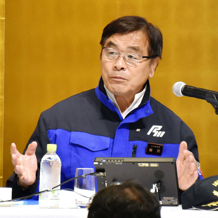 8月23日、能登地震復興で意見交換する馳浩知事（写真・共同通信）