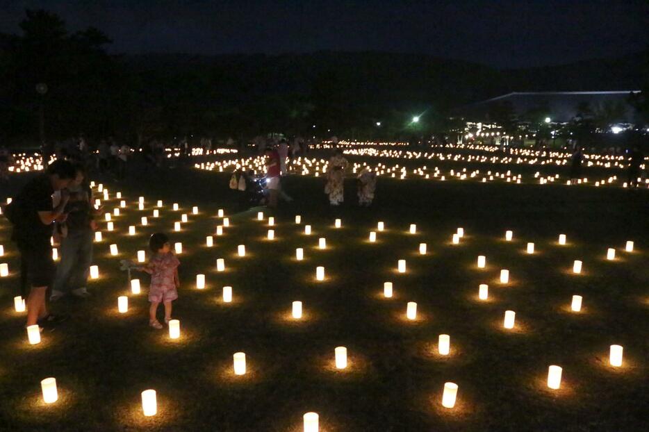 ［写真］古都でほのかな輝きを放つ「なら燈花会」＝6日午後7時半ごろ、奈良公園で