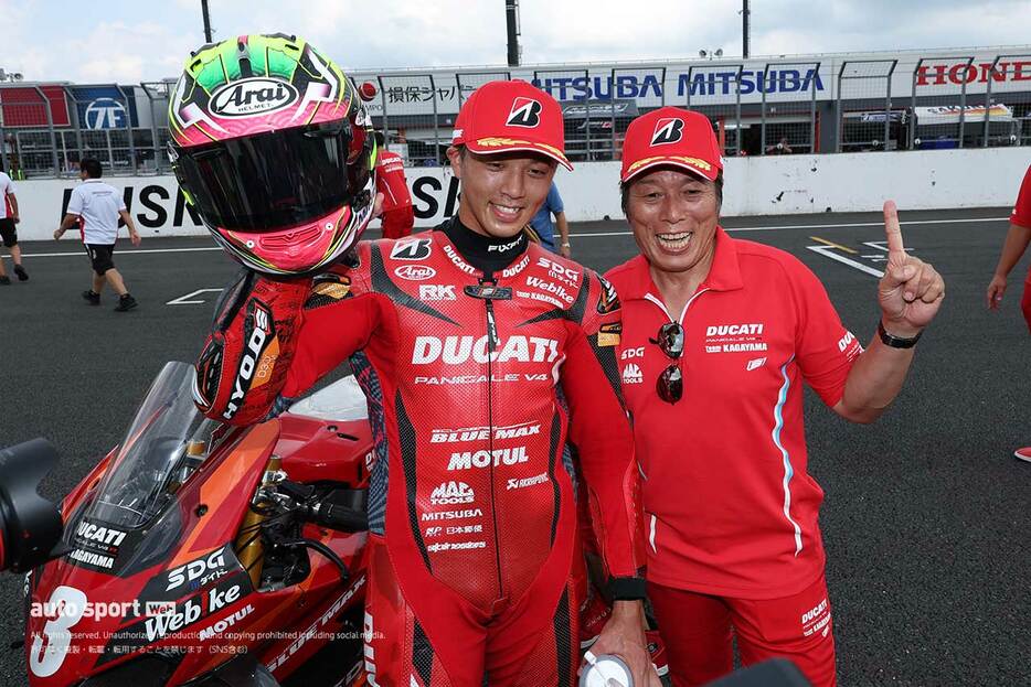 水野涼、加賀山就臣監督（DUCATI Team KAGAYAMA）／2024全日本ロード第5戦もてぎ2&4 JSB1000 決勝