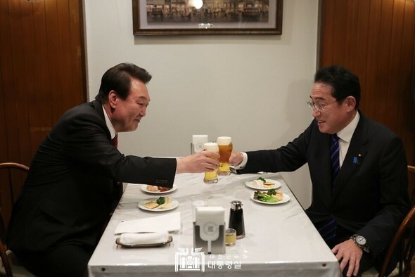 尹錫悦大統領と日本の岸田文雄首相は2023年3月16日、東京で首脳会談を行った=大統領室提供