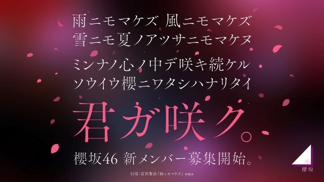 櫻坂46、新メンバーオーディション開催決定