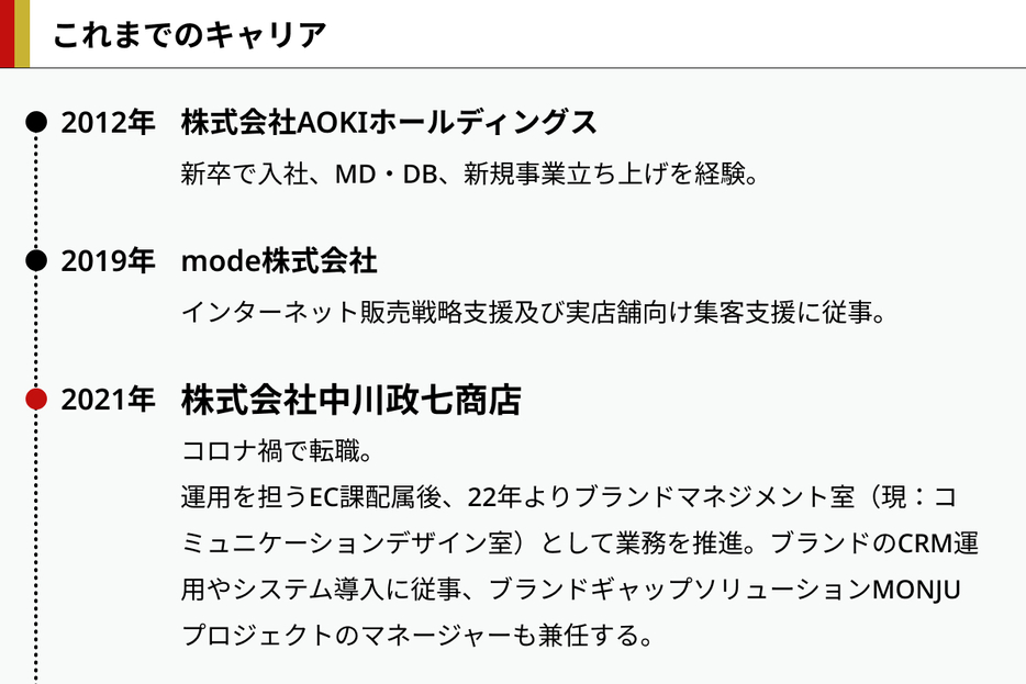 中田氏のこれまでのキャリア