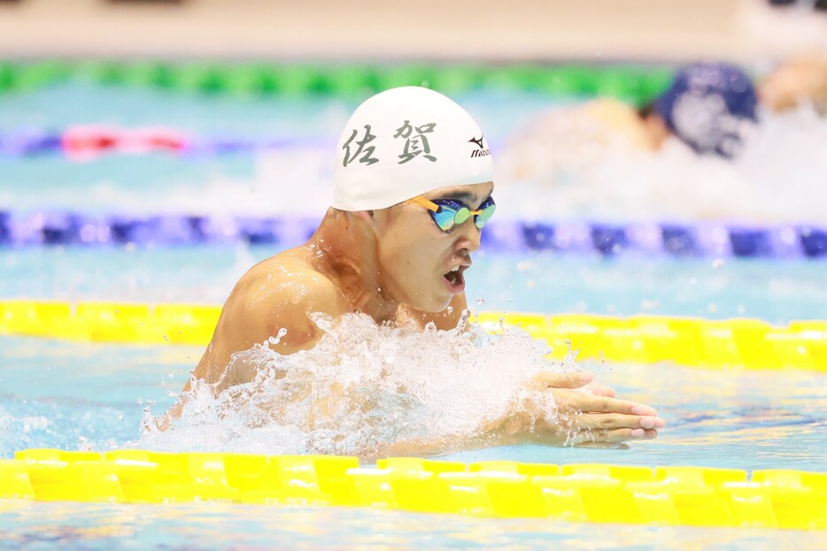 01大会２日目（８月18日）、100ｍ平泳ぎで１分１秒66の中学新をマークした野中（写真◎菅原淳／スイミング・マガジン）