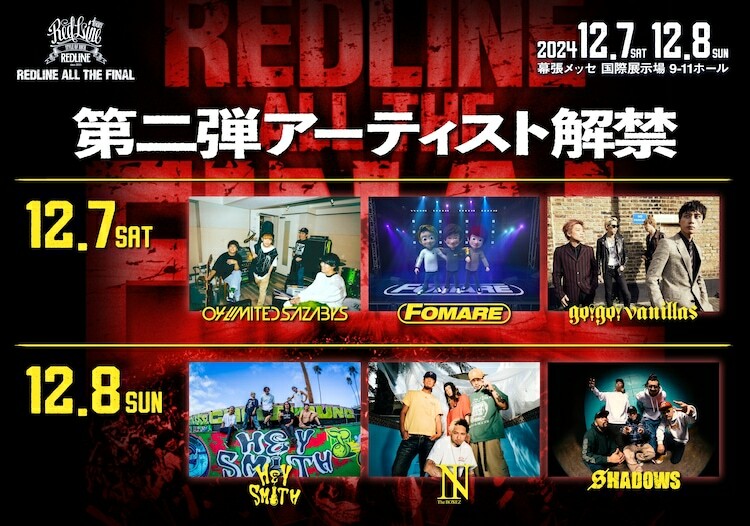 「REDLINE ALL THE FINAL」第2弾出演アーティスト告知画像