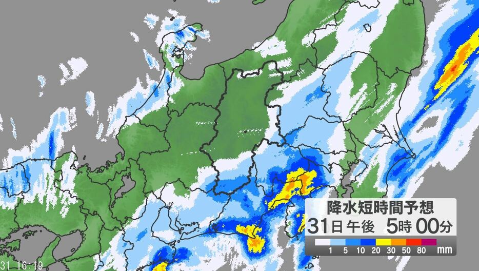 雨の予想（31日午後5時）