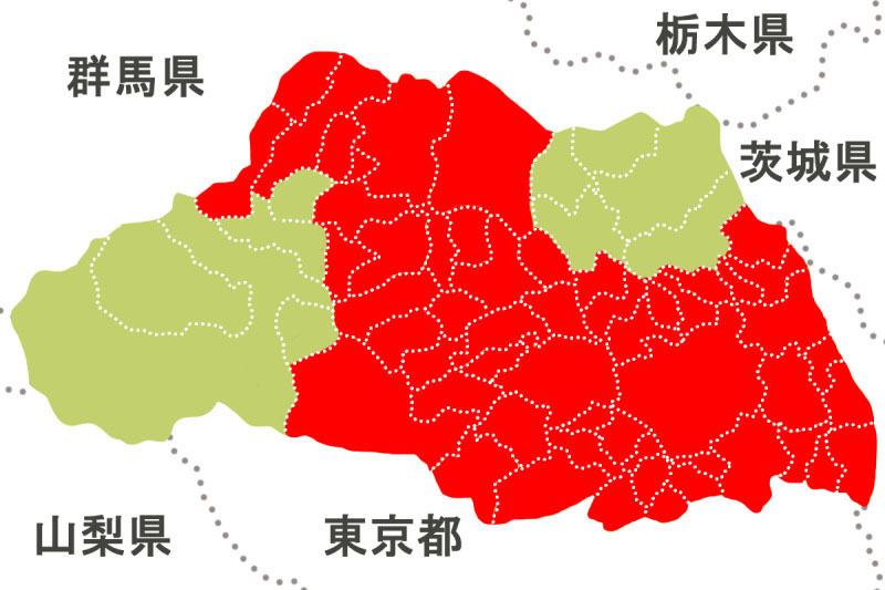 警報が発令されている埼玉県南中部・南東部・南西部・北西部＝31日午前10時05分現在