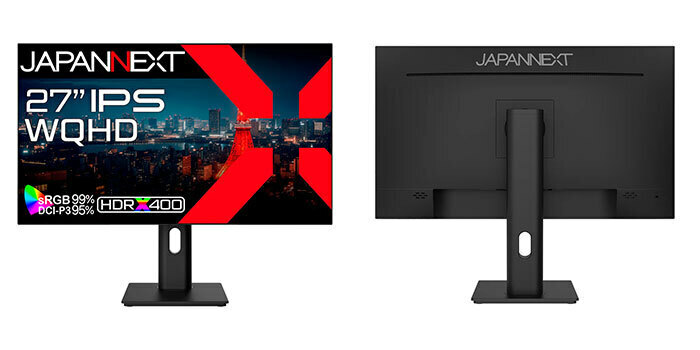 JAPANNEXT、27インチのWQHD対応IPSパネルや昇降式スタンドを備えた液晶ディスプレイをAmazon限定で発売