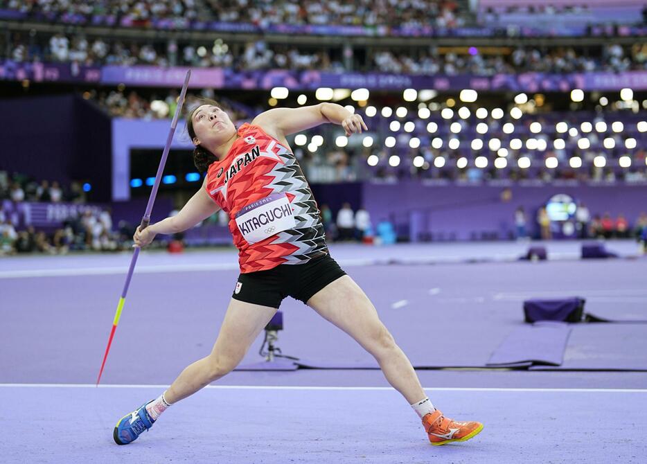 女子やり投げ決勝　北口榛花の4投目＝パリ郊外（共同）