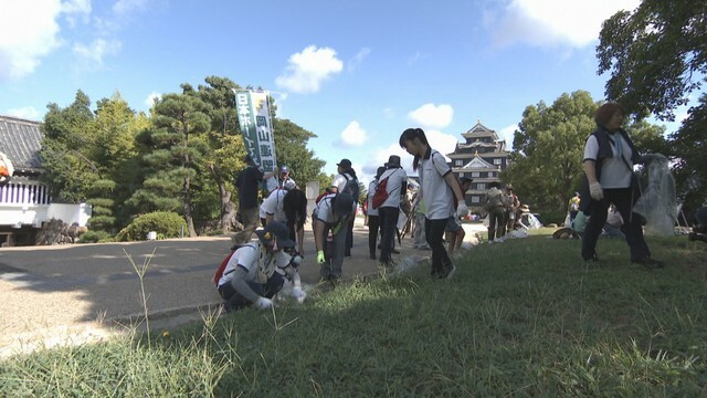 岡山城周辺で行われた「観光地クリーン運動」