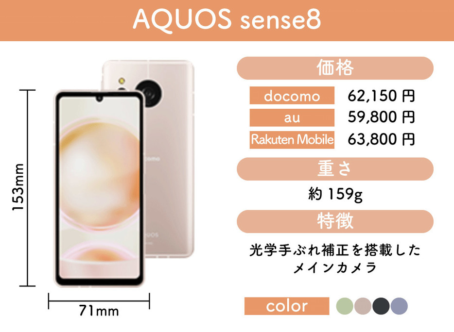 【シャープ】AQUOS sense8