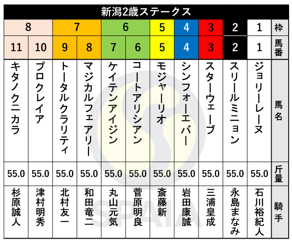 2024年新潟2歳ステークスの枠順