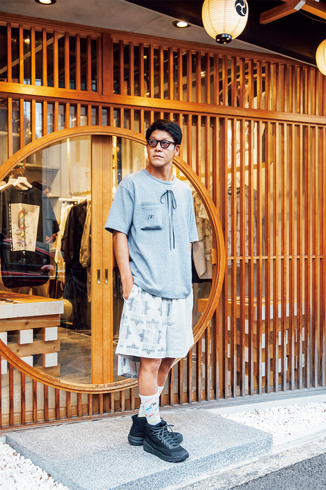 “Double pocket T-shirt & sockspac” ￥24000（NEWORDER www.neworder.cfd）　その他本人私物　Photo：Ryo Shimizu