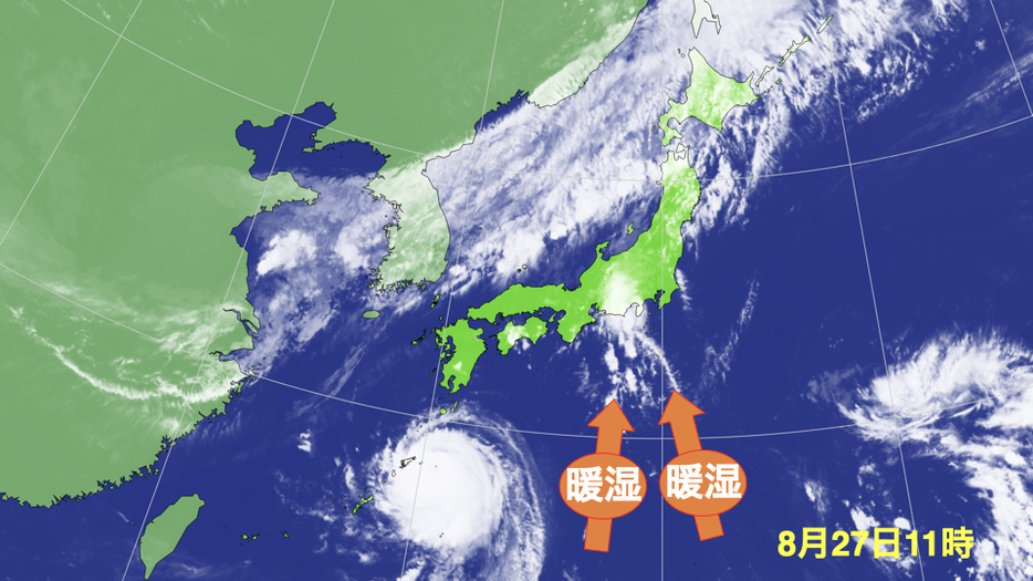 27日(火)午前11時の気象衛星画像