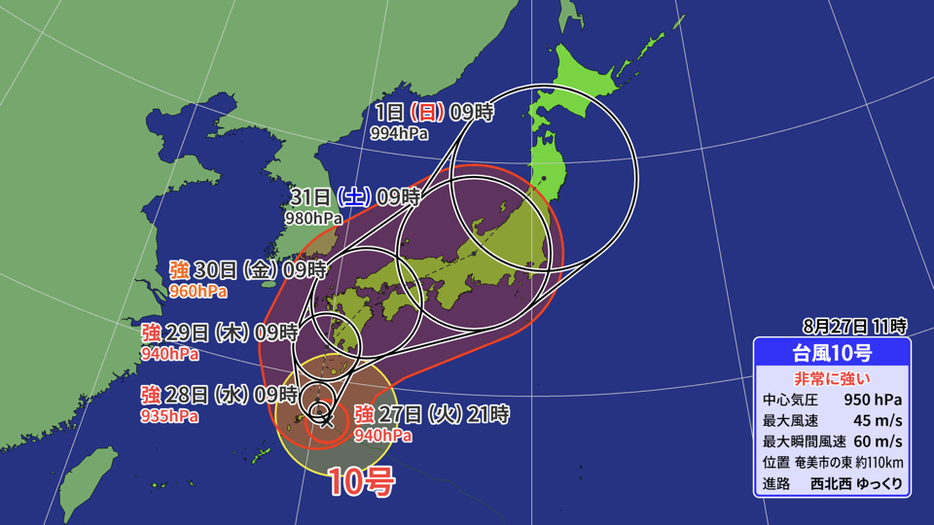 台風10号の進路予想