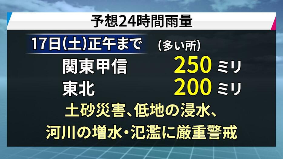 予想される24時間雨量