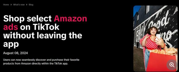 「TikTok」とAmazonが連携（画像は「TikTok」のブログから編集部がキャプチャ）