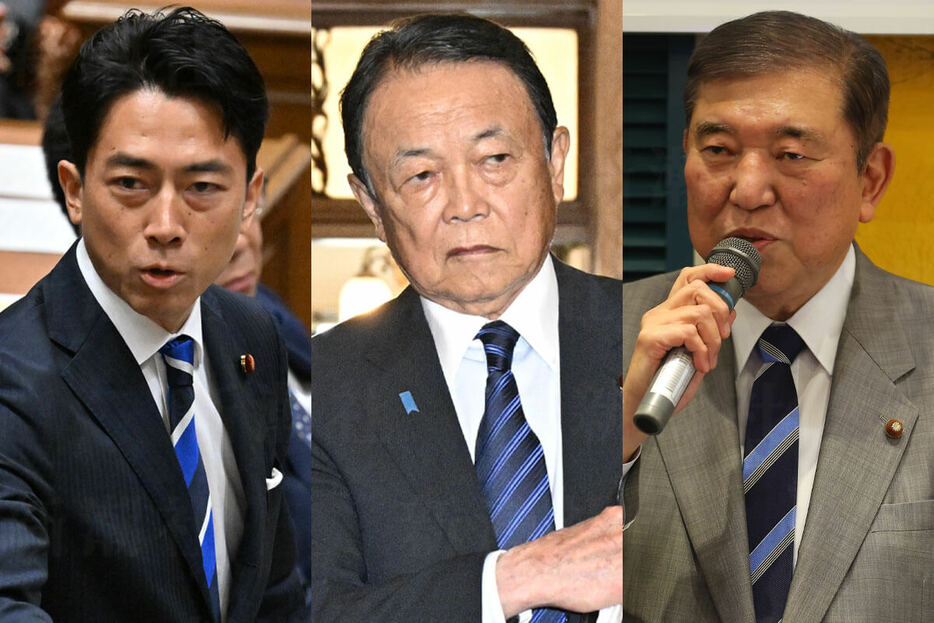 小泉進次郎、麻生太郎、石破茂の各氏