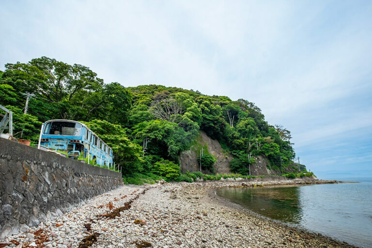 バスの目の前にある海