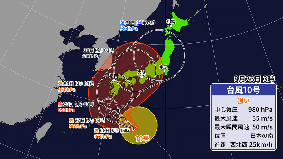 台風10号の進路予想