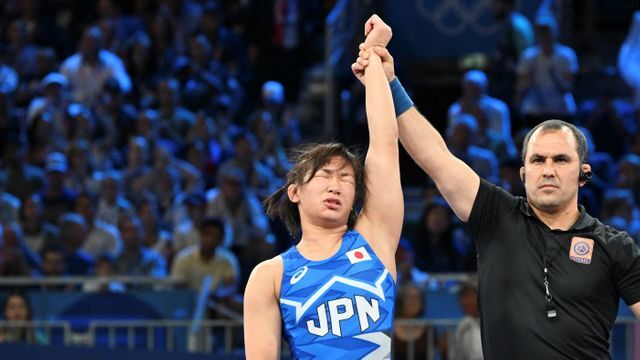 レスリング女子62キロ級で決勝進出を決めた元木咲良選手(写真:エンリコ/アフロスポーツ)